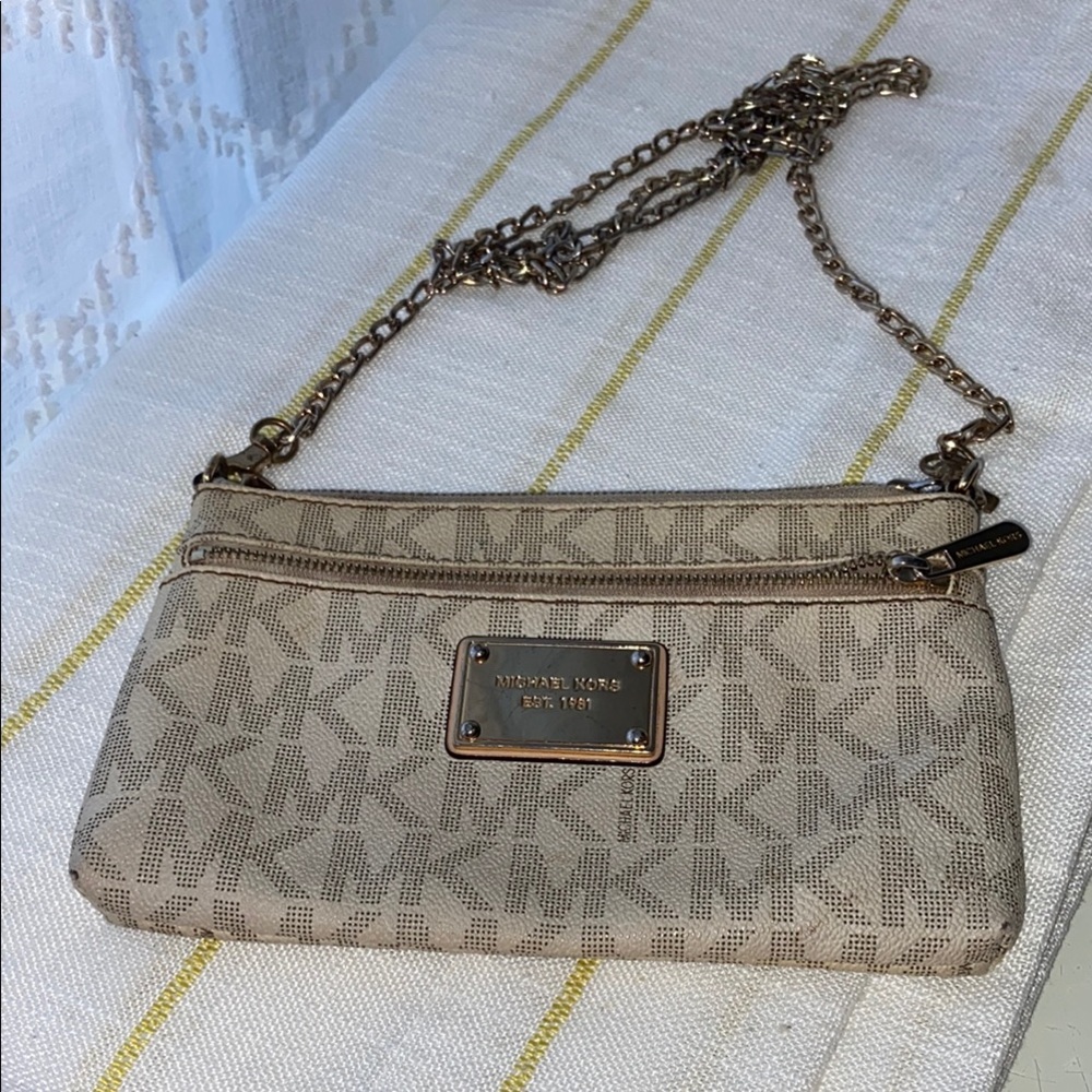 Michael Kors Tan Clutch with Chain Strap
